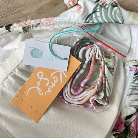 Kona Sol Floral Bandeau Ruched One Piece Swimsuit - Picture 5 of 5